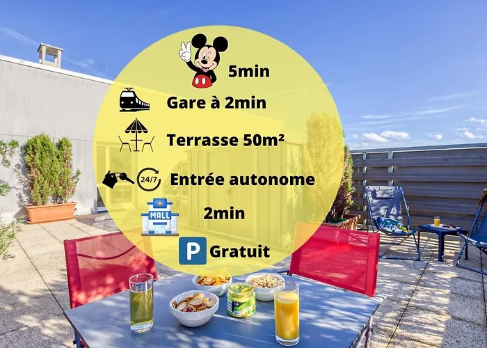La terrasse Disney/Gare/Centre à 3min parking free